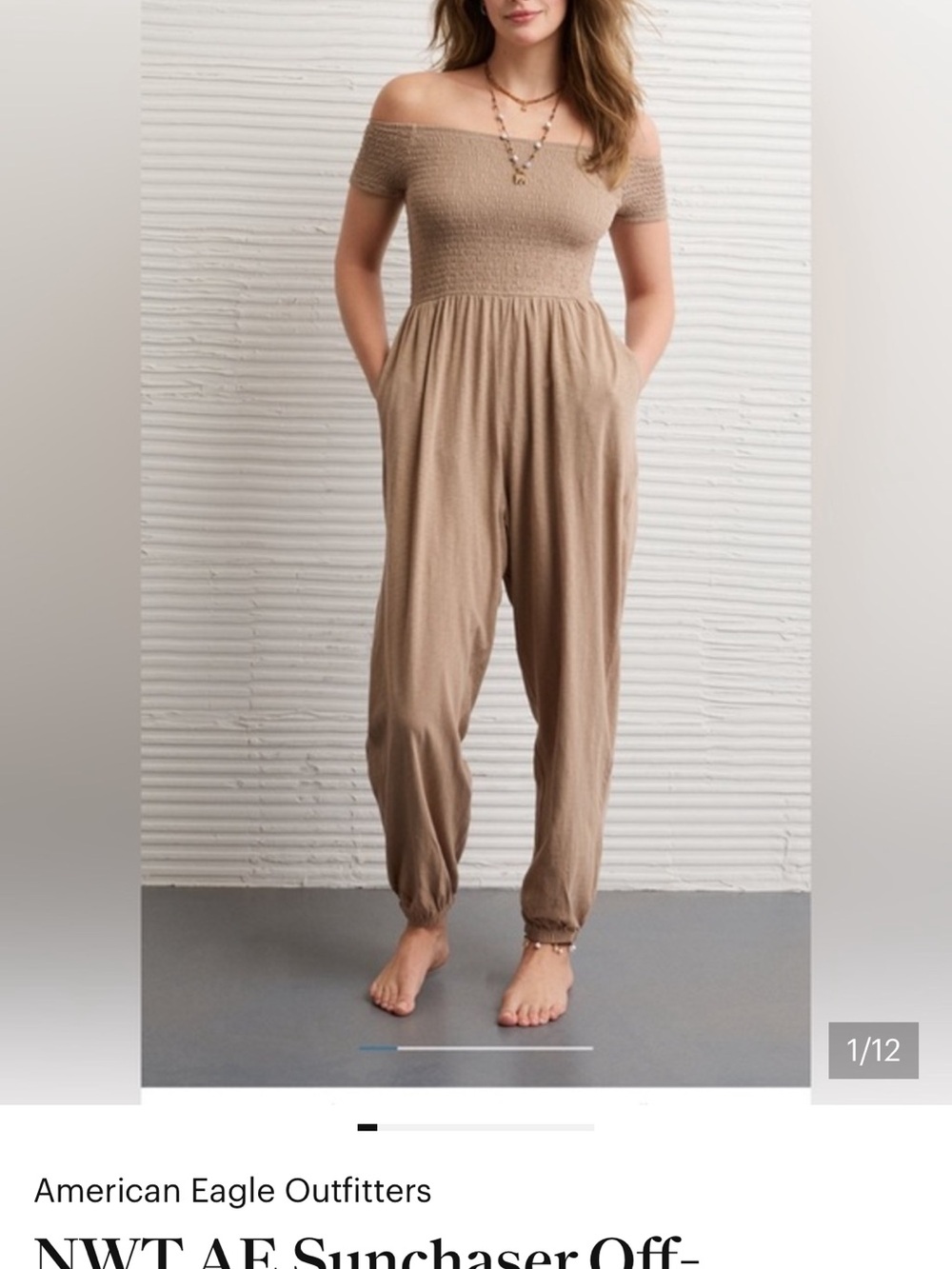 AE sun chaser off the shoulder jumpsuit